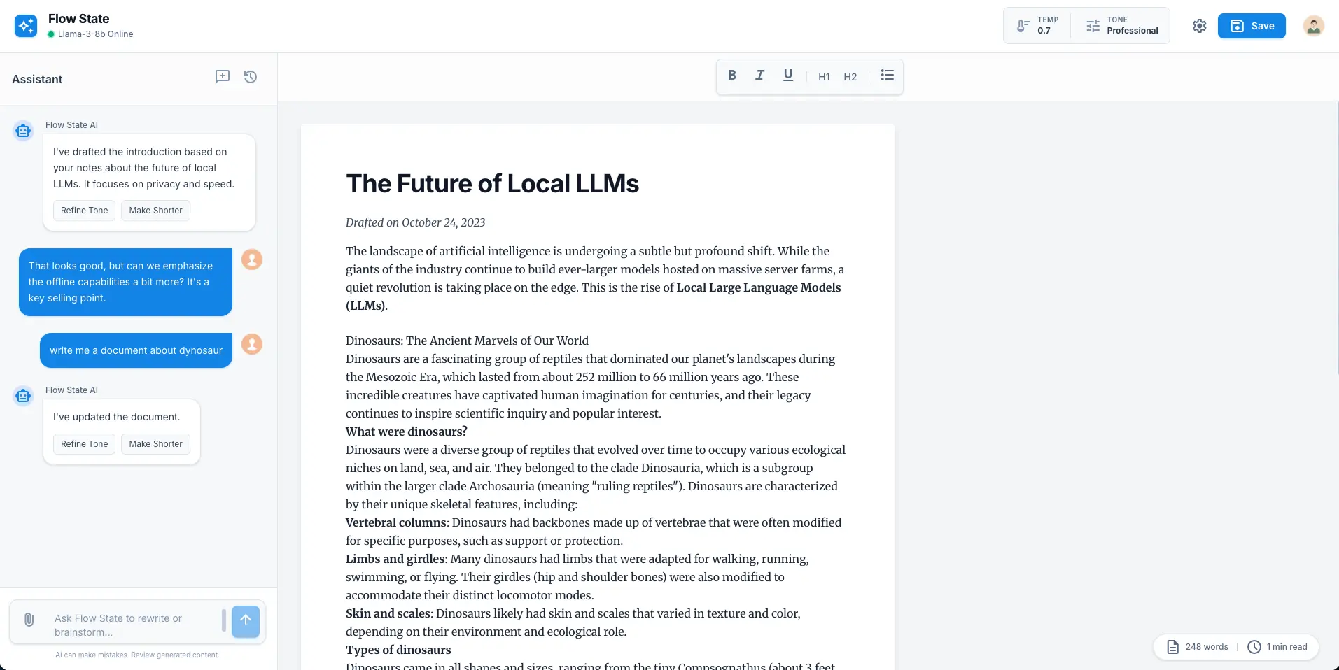 FlowState - AI Writing Assistant