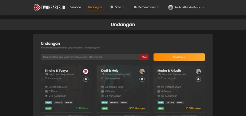 Two Hearts CMS - Digital invitation platform